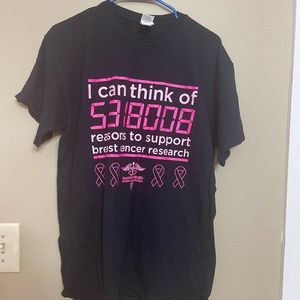 💕Gildan Unisex Breast Cancer Awareness October Black Pink Boobies Tshirt Large